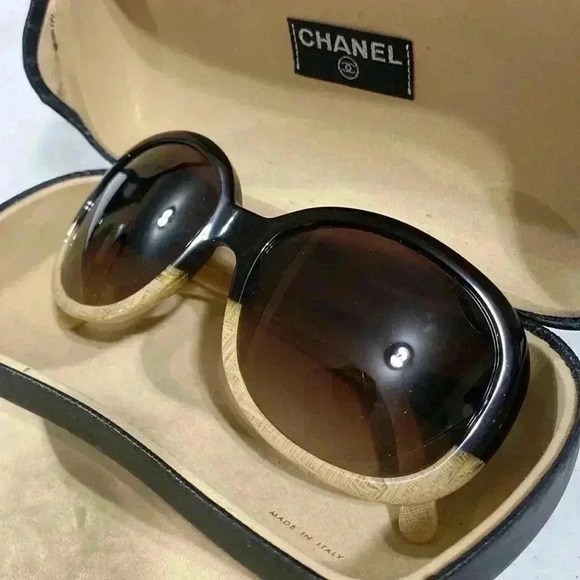 CHANEL Two Toned Sunglasses Oversized CC logo Authentic - Picture 5 of 17